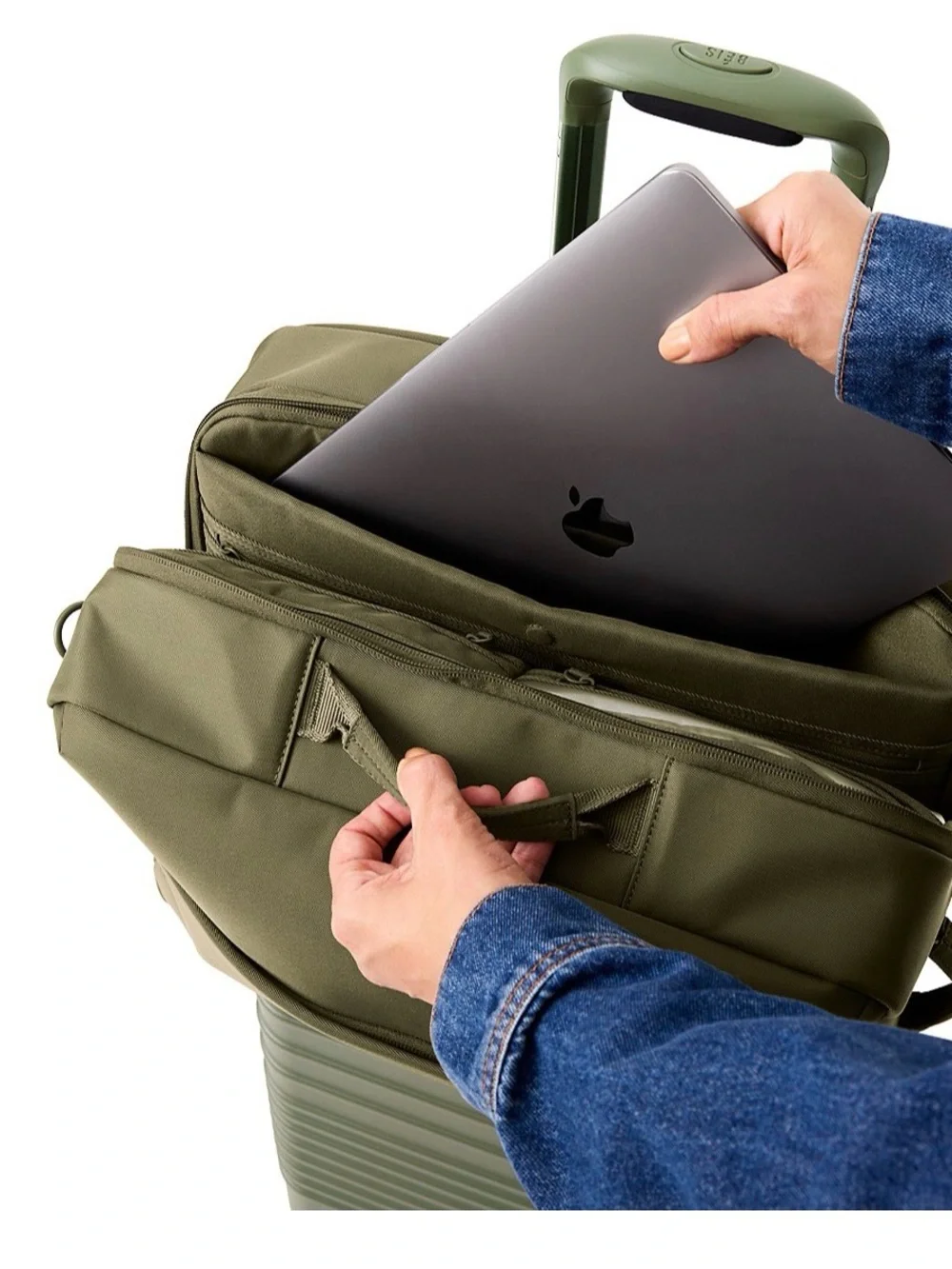 BEIS Olive Green Laptop Bag with Adjustable Shoulder Strap